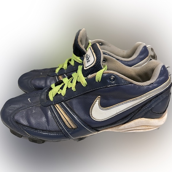 Nike women’s Keystone leather softball soccer cleats blue neon yellow. Nice! - Picture 2 of 5